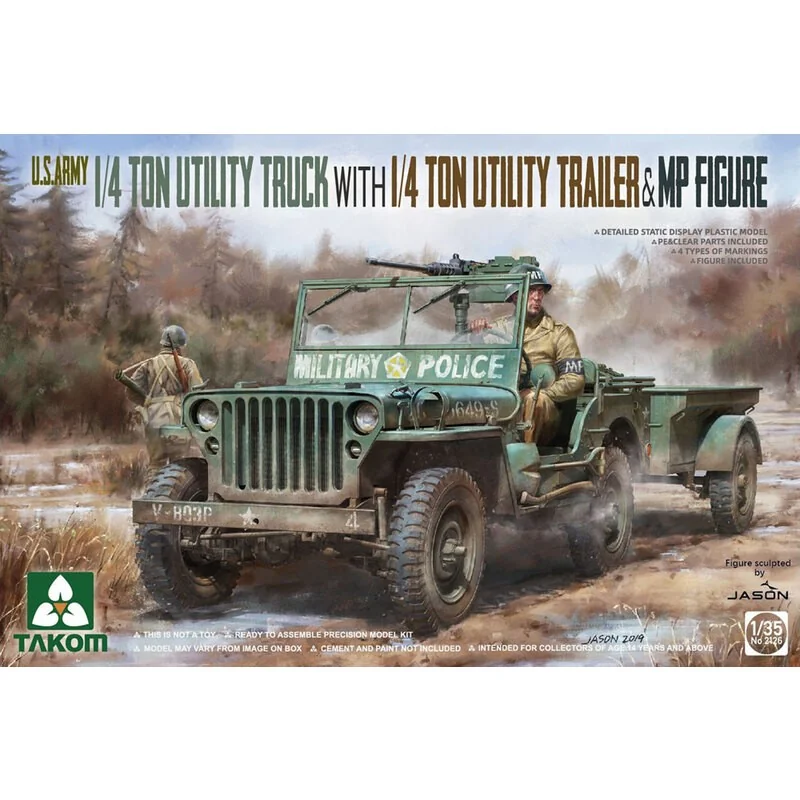 Camion utilitaire & frac14; ton US Army avec remorque utilitaire & frac14; ton + figurine MP