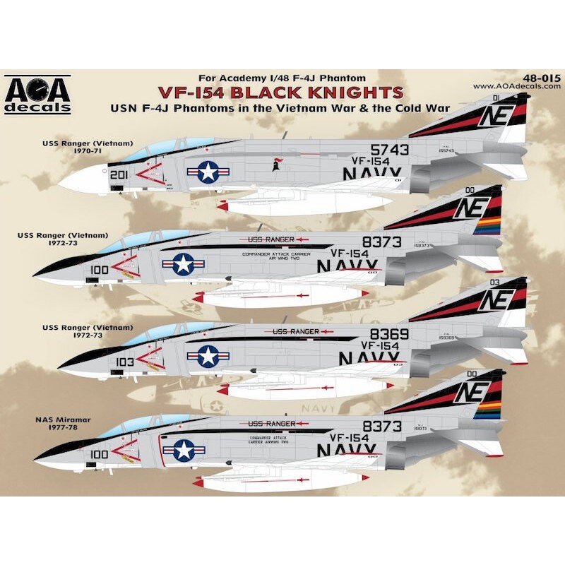 VF-154 BLACK KNIGHTS USN McDonnell F-4J Fantômes dans la guerre du Vietnam et la guerre froide. Pour l'Académie 1/48 F-4J Phanto