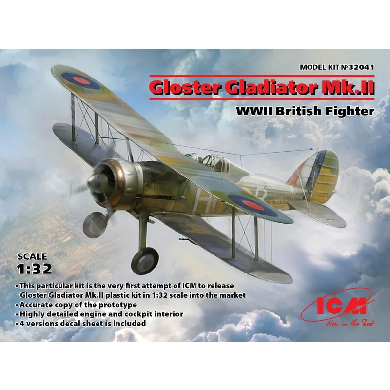 Maquette Icm Gloster Gladiator Mk.II Chasseur britannique de la