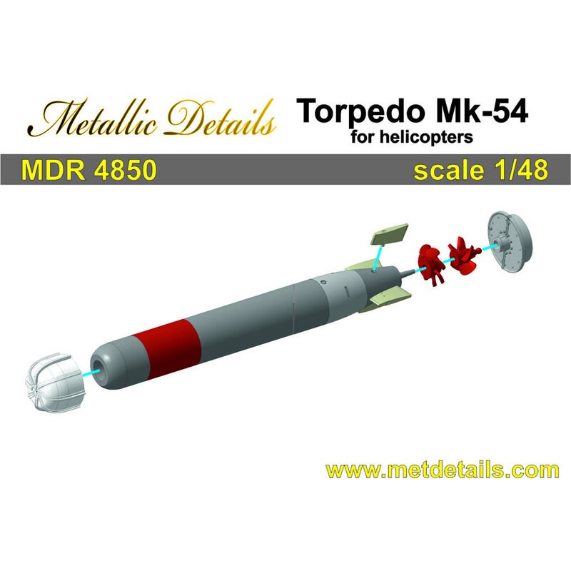 Torpille Mk.54 x 2 pour hélicoptères Le kit contient des pièces en résine pour l'assemblage de 2 torpilles Mk.54 en version pour