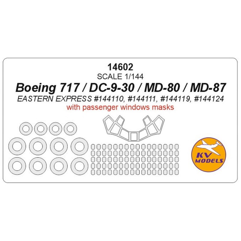 Boeing 717 / DC-9-30 / MD-80 / MD-87 + masques pour vitres passagers + masques de roues (conçus pour être utilisés avec les kits