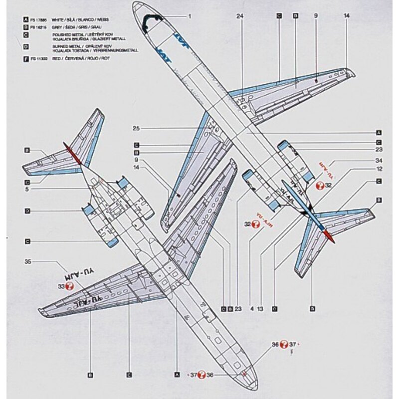 Décal McDonnell Douglas DC-9-32 Jugoslovenski Aerotransport 