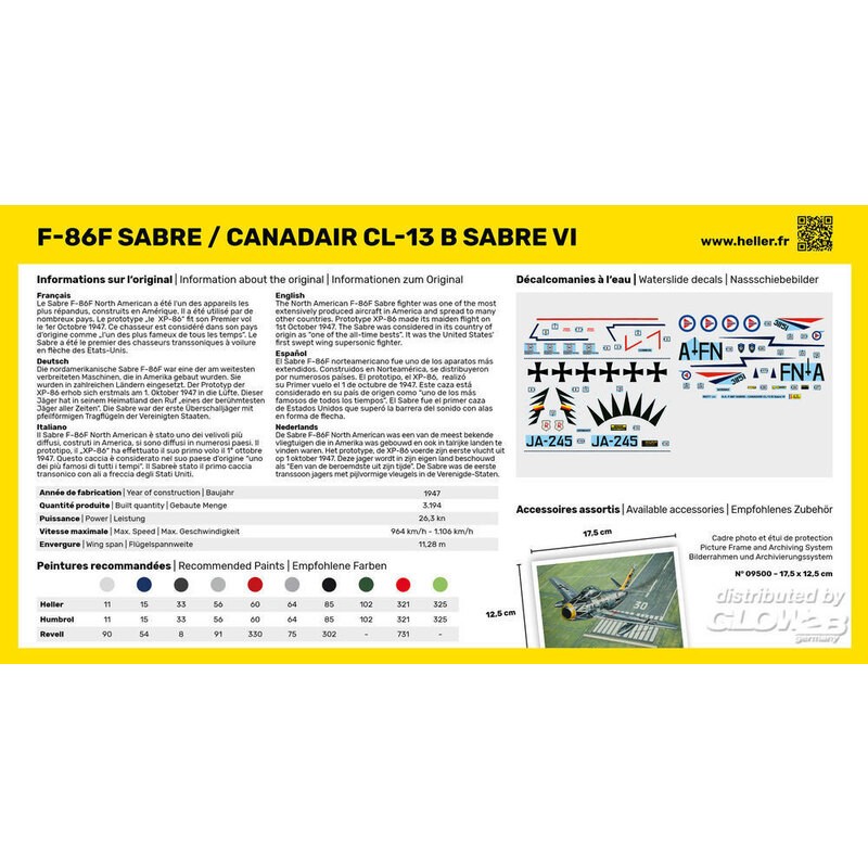 STARTER KIT (Kit de démarrage) F-86F SABRE / CANADAIR CL-13 B Sabre VI