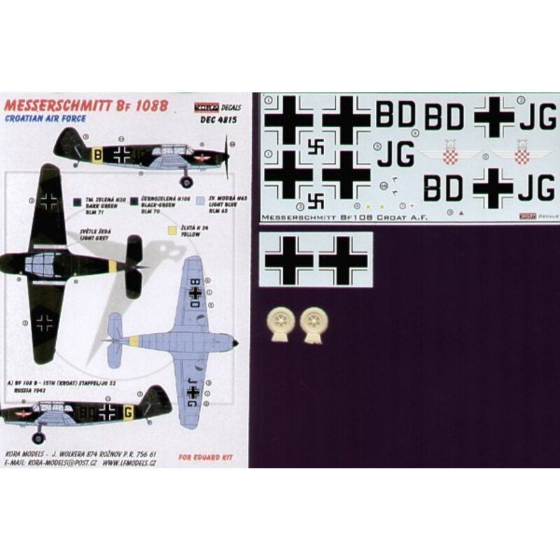 Décal Messerschmitt Bf 108B (Croatian Air Force) with wheels (designed to be used with Eduard kits)