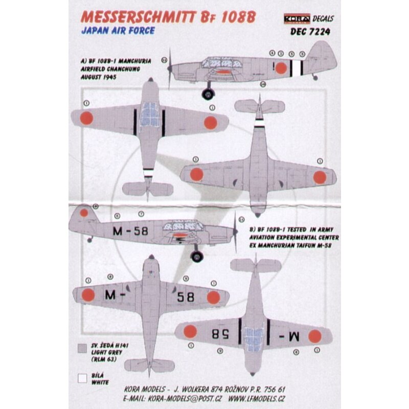 Décal Messerschmitt Bf 108B Japanese Air Force (designed to be used with Heller kits) 