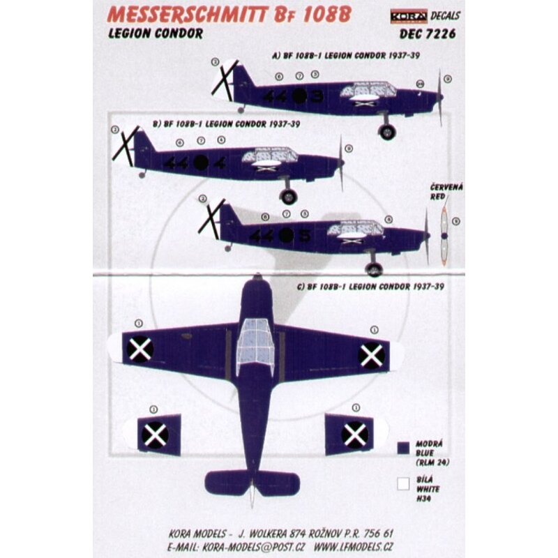 Décal Messerschmitt Bf 108B Legion Condor (designed to be used with Heller Kits)