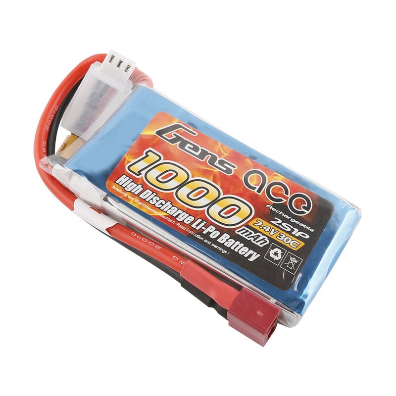GE1-1000-2D Gens ace Batterie LiPo 2S 7.4V-1000-30C(Deans) 76x37x13mm 70g