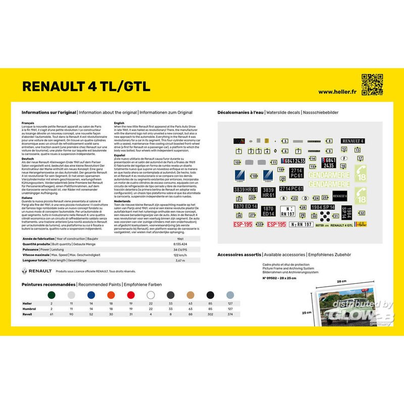 Maquette Heller STARTER KIT (Kit de démarrage) Renault 4l