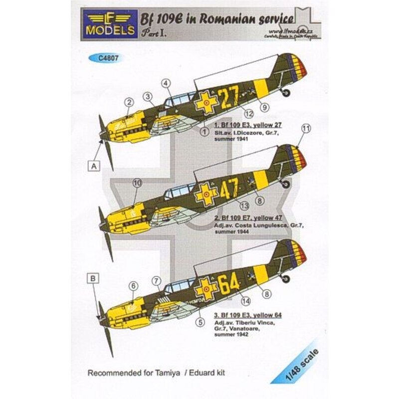 Décal Messerschmitt Bf 109E in Romanian Service Part I