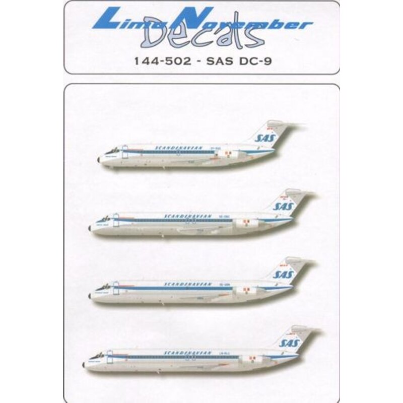 Décal Douglas DC-9-21/-32/-33/-41. SAS Scandinavian Airline System. Markings Registrations Names etc for all aircraft in deliver