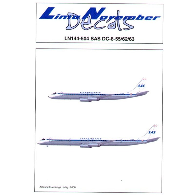 Décal Douglas DC-8-55/62/63 SAS pre 1984 29 registrations and Viking names.