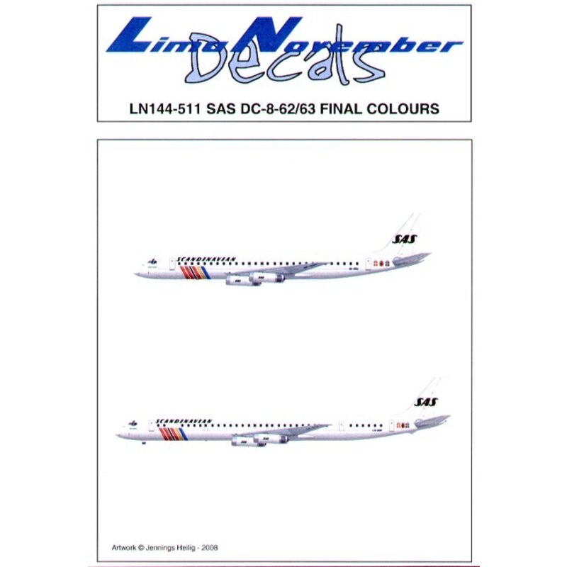 Décal Douglas DC-8-62/63 SAS Final colours. Only 5 painted in this scheme and all registrations are included