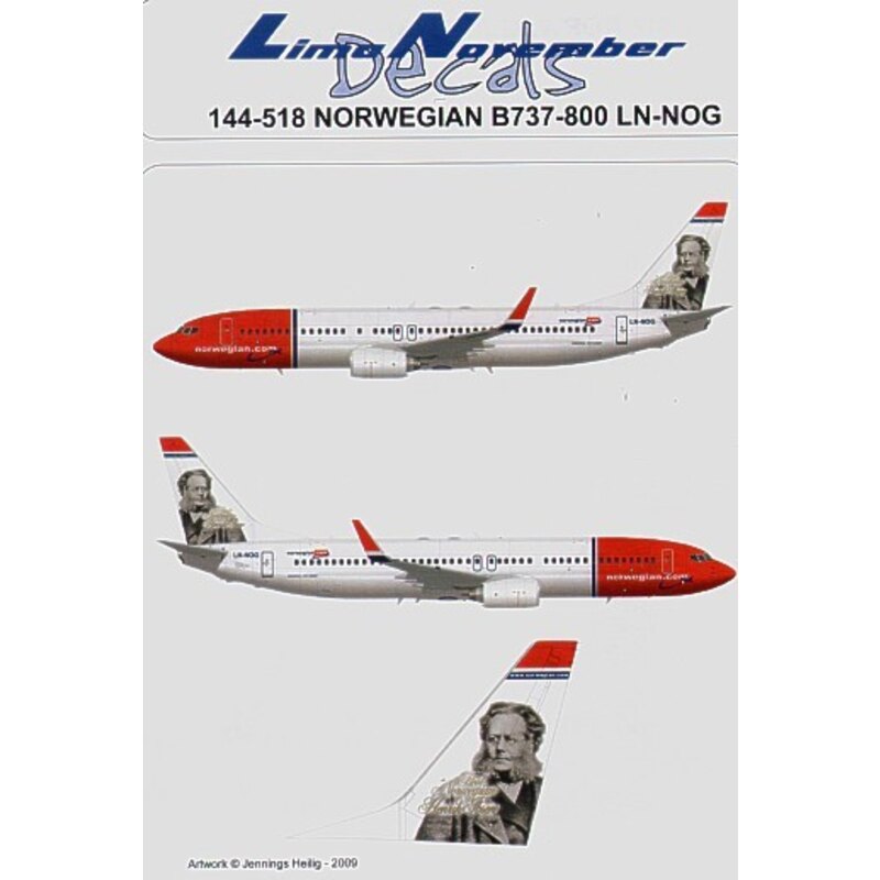 Décal Boeing 737-800 NORWEGIAN LN-NOG `Henrik Ibsen'