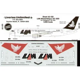 Décal Boeing 767-200 LAM Mozambique ZS-SRA