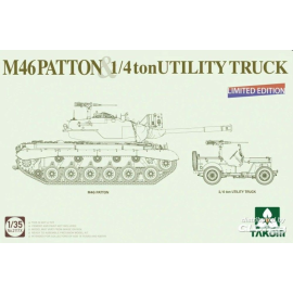 Maquette MOYEN TANK M46 PATTON + 1/4 tonnes UTILITY TRUCK Edition Limitée