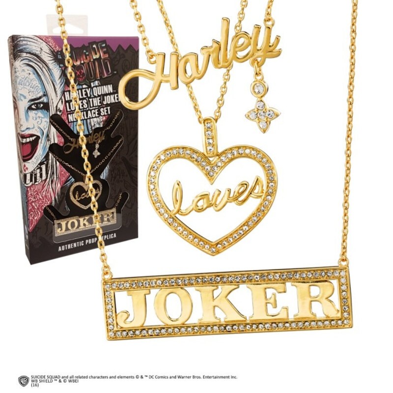 Suicide Squad set 3 pendentifs coeur Harley Loves Joker