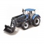 Miniature agricole NEW HOLLAND T7.315 AVEC CHARGEUSE - TRACTEUR A FRICTION