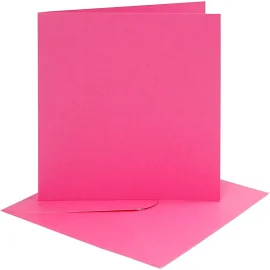 Cartes et enveloppes, rose, dimension carte 15,2x15,2 cm, dimension enveloppes 16x16 cm, 220 gr, 4 set/ 1 Pq.