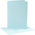 Cartes et enveloppes, bleu clair, dimension carte 12,7x17,8 cm, dimension enveloppes 13,3x18,5 cm, 220 gr, 4 set/ 1 Pq.