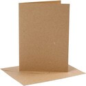 Cartes et enveloppes, naturel, dimension carte 12,7x17,8 cm, dimension enveloppes 13,3x18,5 cm, 230 gr, 4 set/ 1 Pq.