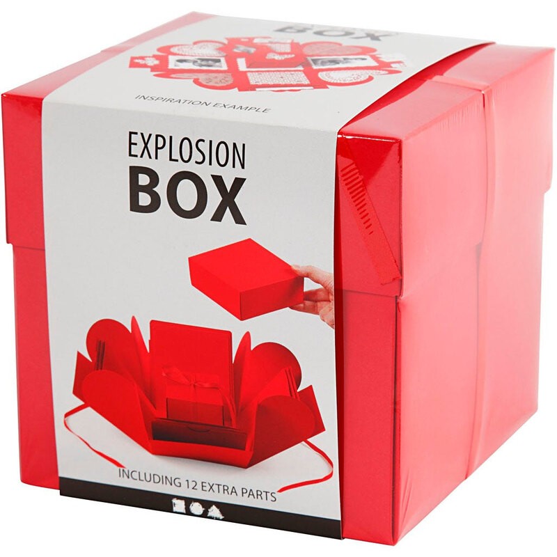 Cc hobby Boîte explosion, rouge, dim. 7x7x7,5+12x12x12 cm