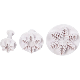  Emporte-pièces avec tampon, blanc, flocon de neige, d: 3,2+4,8+6,5 cm, 3 pièce/ 1 Pq.