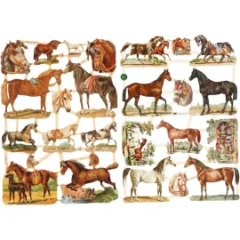 Découpes vintage, chevaux, 16,5x23,5 cm, 2 flles/ 1 Pq.