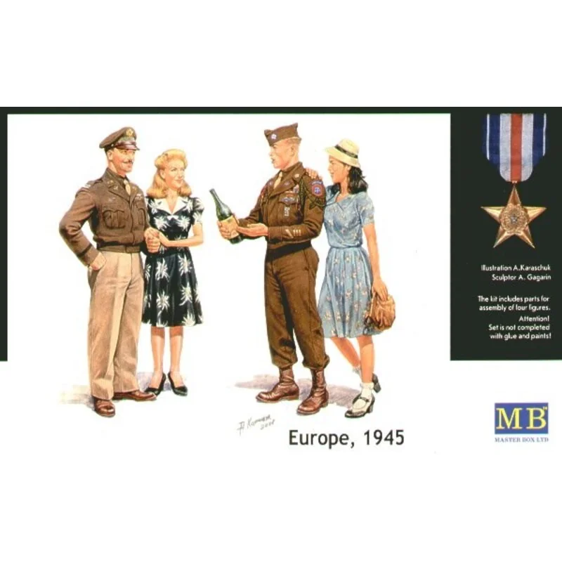 Europe 1945. 2 x G.I.Joes et 2 personnels féminins