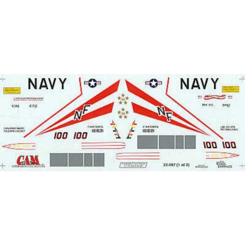 Décal Grumman F-14A (1) 161621 NF/100 VF-154 Black Knights USS Independence 1996 double sheet