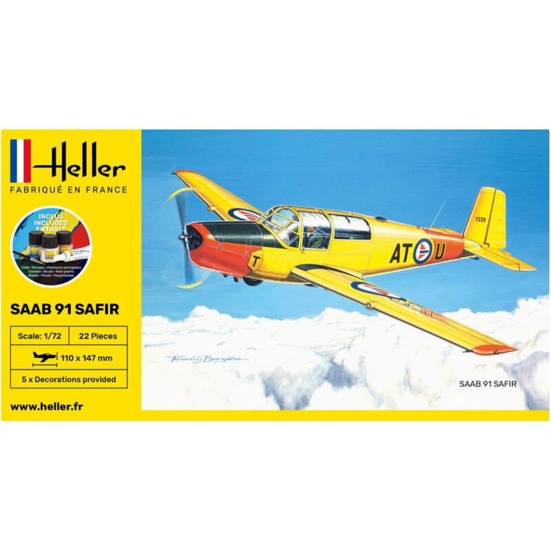 Maquette avion : Starter Kit : SAFIR 91 - Jeux et jouets Heller