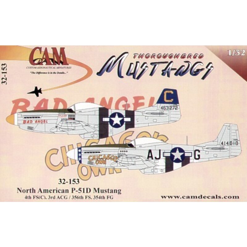 Décal North American P-51D Mustang (2) 463272/C 4th FS/3rd ACG Bad Angel Laong China 1945 North American P-51D Mustang (1) 41401