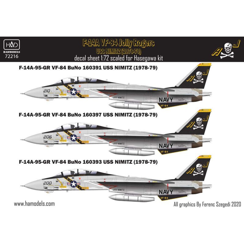 Décal Grumman F-14A Tomcat Jolly Rogers / USS Nimitz