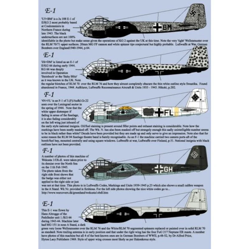 Décal Junkers Ju-188E-1/Ju-188F-1 collection '3E+HK' est un A-2 de II