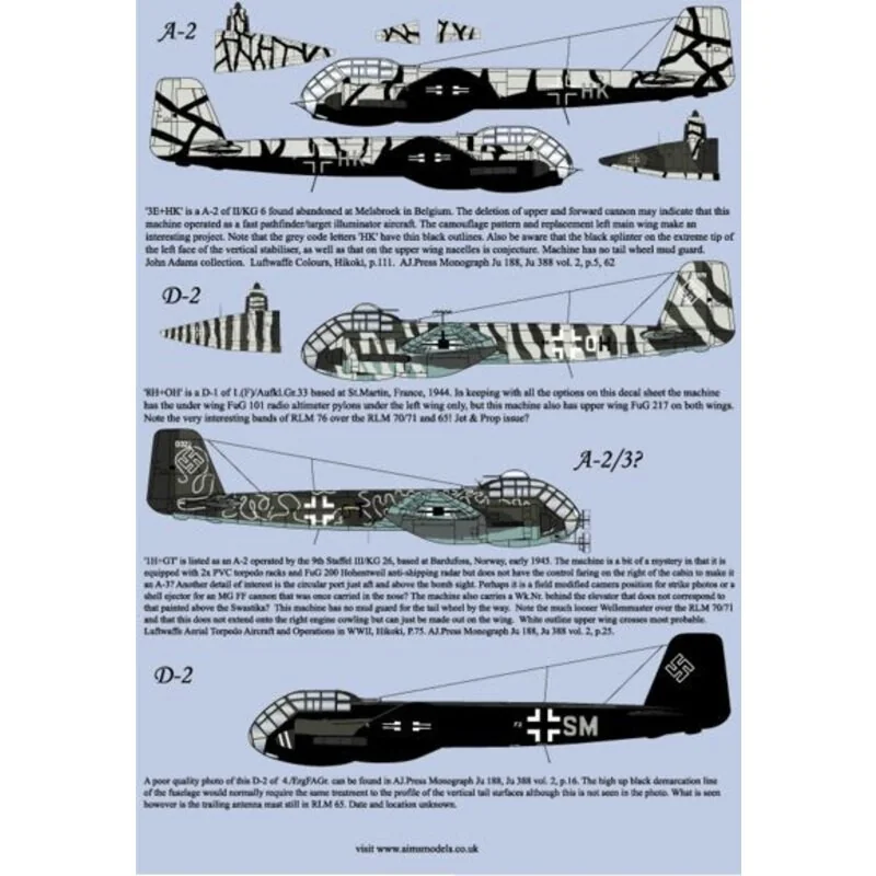 Décal Junkers Ju-188E-1/Ju-188F-1 collection '3E+HK' est un A-2 de II