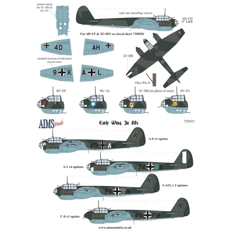 Décal Junkers Ju-88A-1 Ju 88A-0 4D+AH 1./KG 30, Jever, fin 1939