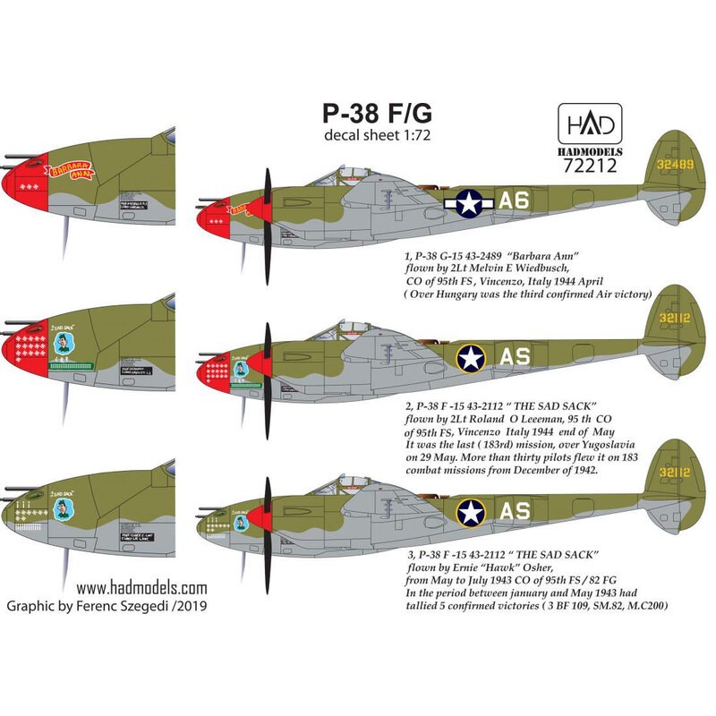 Décal Lockheed P-38F/G au-dessus de l'Europe