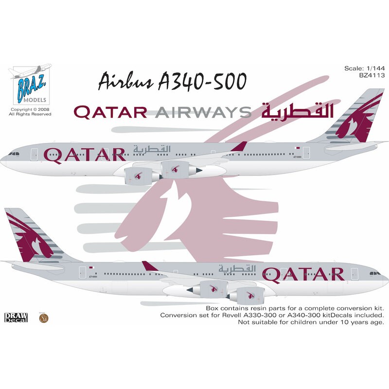 Décalcomanies Airbus A340-500 avec Qatar 2020 Scheme