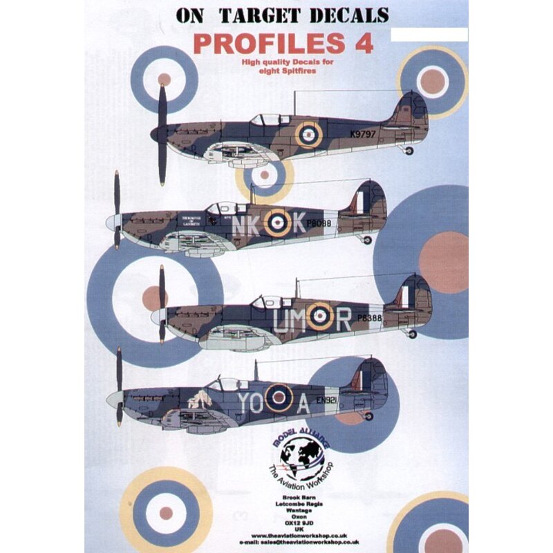 Décal On Target Supermarine Spitfire (8) Mk.I K9797 19 (East India) Sqn 1938 N3290 GR-U 92 Sqn 1940 Mk.IIa P8088 NK-K 118 Sqn 'B