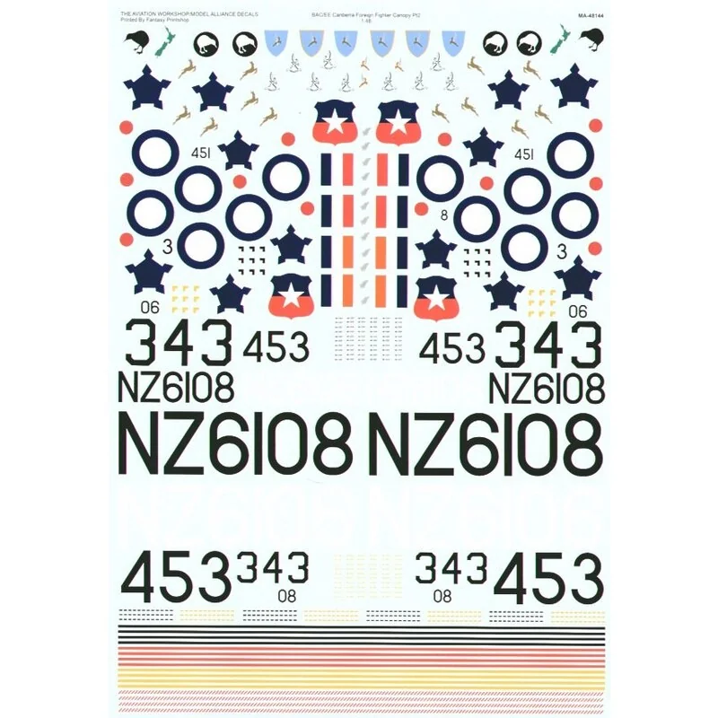 Décal BAC/EE Canberra B(I)12s with `Fighter Type' canopies (5) NZ6108 14 Sqn RNZAF Singapore 1964 NZ6106 14 Sqn RNZAF RAAF Butte