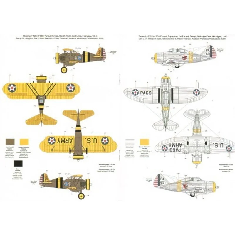 Décal Wings Of Stars Pt 2 (6) Nieuport 28 6507 213th Aero Sqn Florida 1919 Curtiss P-6E Hawk 22 33rd PS Virginia Beach 1934 Boei