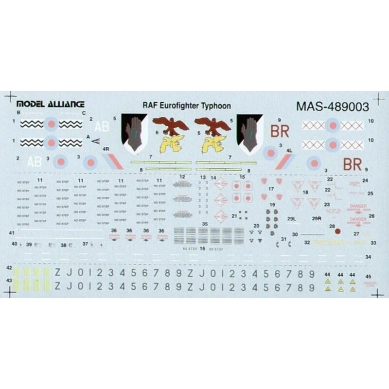 Décal Eurofighter EF-2000 Typhoon T1 (2) ZJ802 17(F) Sqn ZJ822 29(R) Sqn
