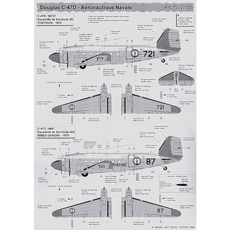 Décal Dassault Mirage IIIB Douglas C-47D 