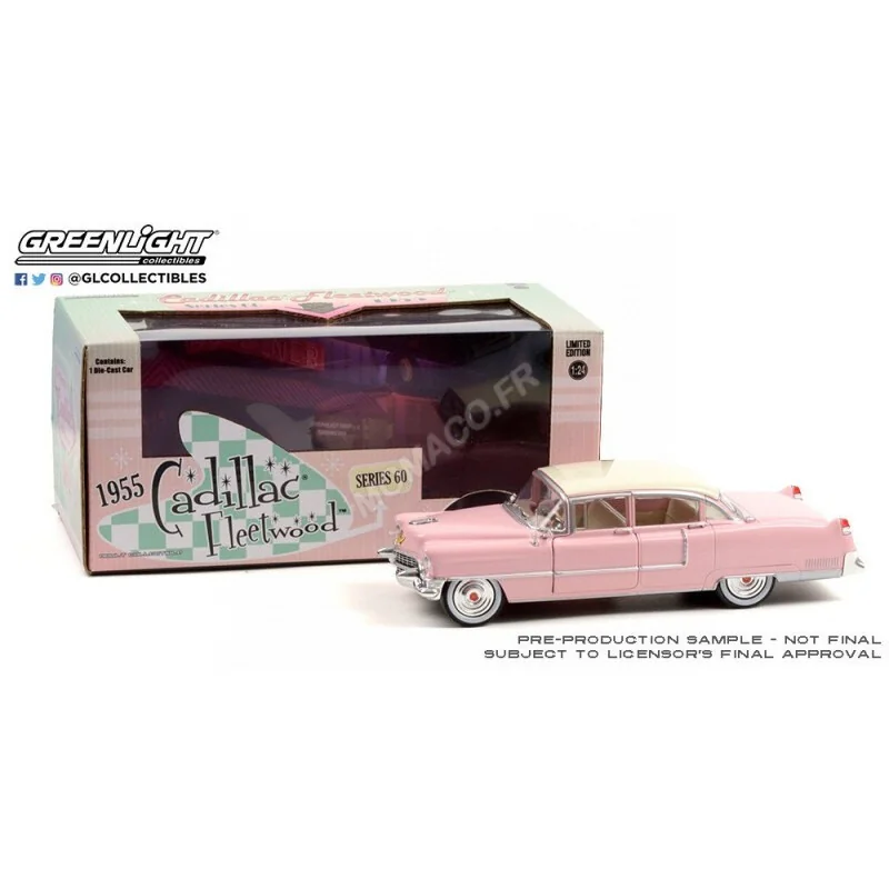 CADILLAC FLEETWOOD SERIES 60 1955 ROSE AVEC TOIT BLANC