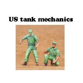 Figurine 2 mécaniciens de char US x. 1 debout et 1 agenouillé 