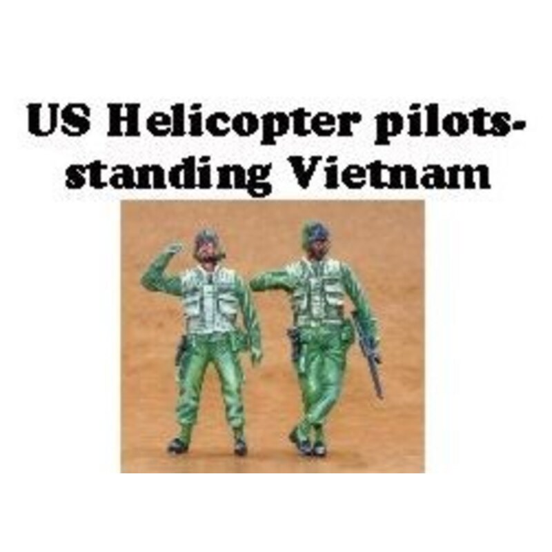 2 pilotes d'hélicoptère US debout au Vietnam 