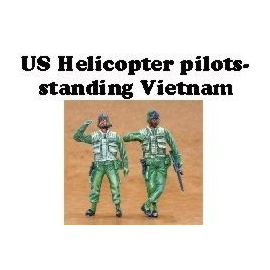 Figurine 2 pilotes d'hélicoptère US debout au Vietnam 