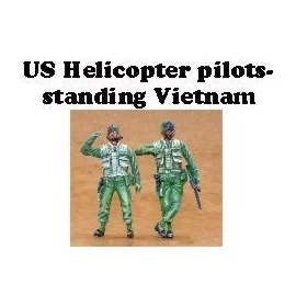 2 pilotes d'hélicoptère US debout au Vietnam 