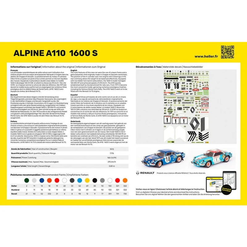 STARTER KIT (Kit de démarrage) Alpine A110 (1600)