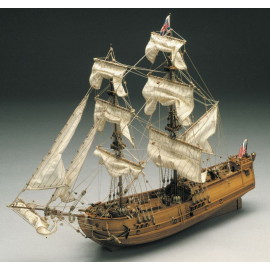 ⇒ Maquette bateau voilier en bois bleu marine - 34 x 24 cm