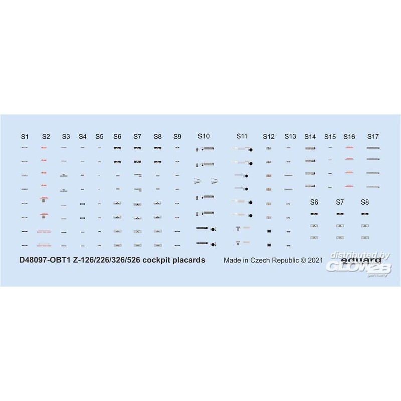 Décal Z-126/226/326/526 plaques de cockpit 1/48 EDUARD